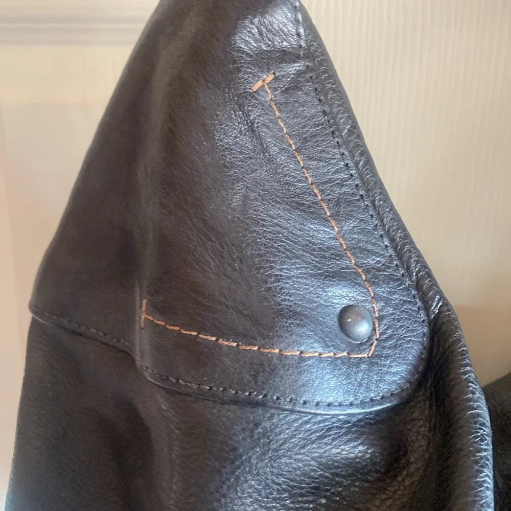 Black Leather Hobo Bag with Tan Shoulder Strap